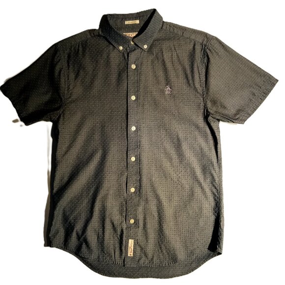 PENGUIN by MUNSINGWEAR Shirt  Men's Small  Chambray Blue  Vintage  short-sleeve - Picture 1 of 12